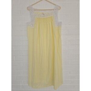 Vintage Union Made Chevette Women's Nightdown Dress Yellow Cotton Blend Size L